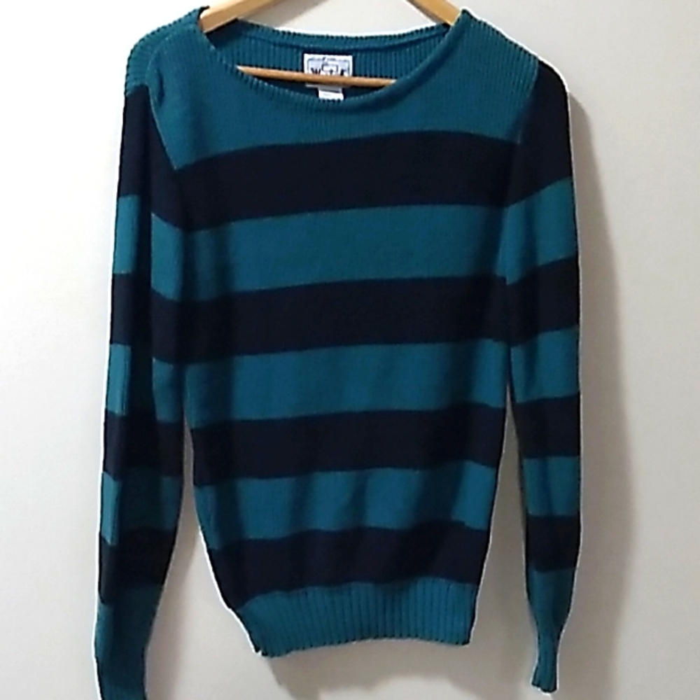 Vintage Woolrich Large 100% Cotton Dark Blue/Light Blue Sweater